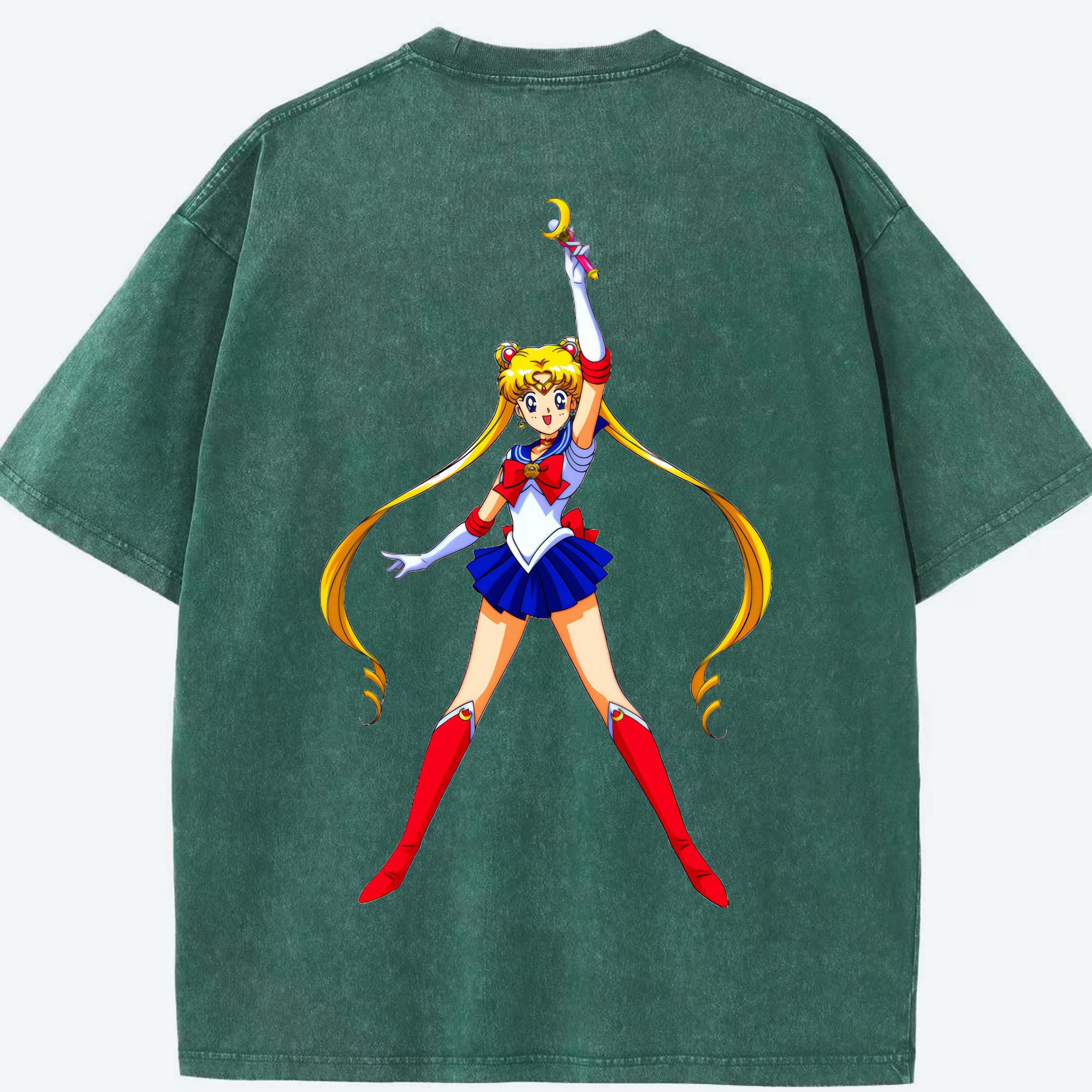（画像用） 美少女戦士セーラームーン 月野 うさぎ つきの うさぎ Sailor Moon Tsukino Usagi 綿100% ヴィンテージ風 半袖Tシャツ（背面プリント）